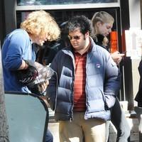 Josh Gad - Cast members on the set of 'Thanks for Sharing', filming on location